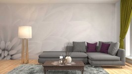 fotobehang witte chrysant woonkamer